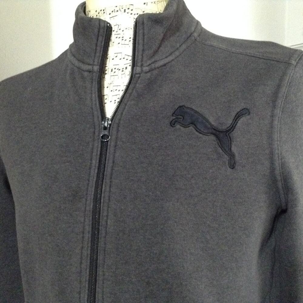 Puma Warm up Jacket Sweatshirt Mens M Gray Zip Up Sports Warm Cell Athletic